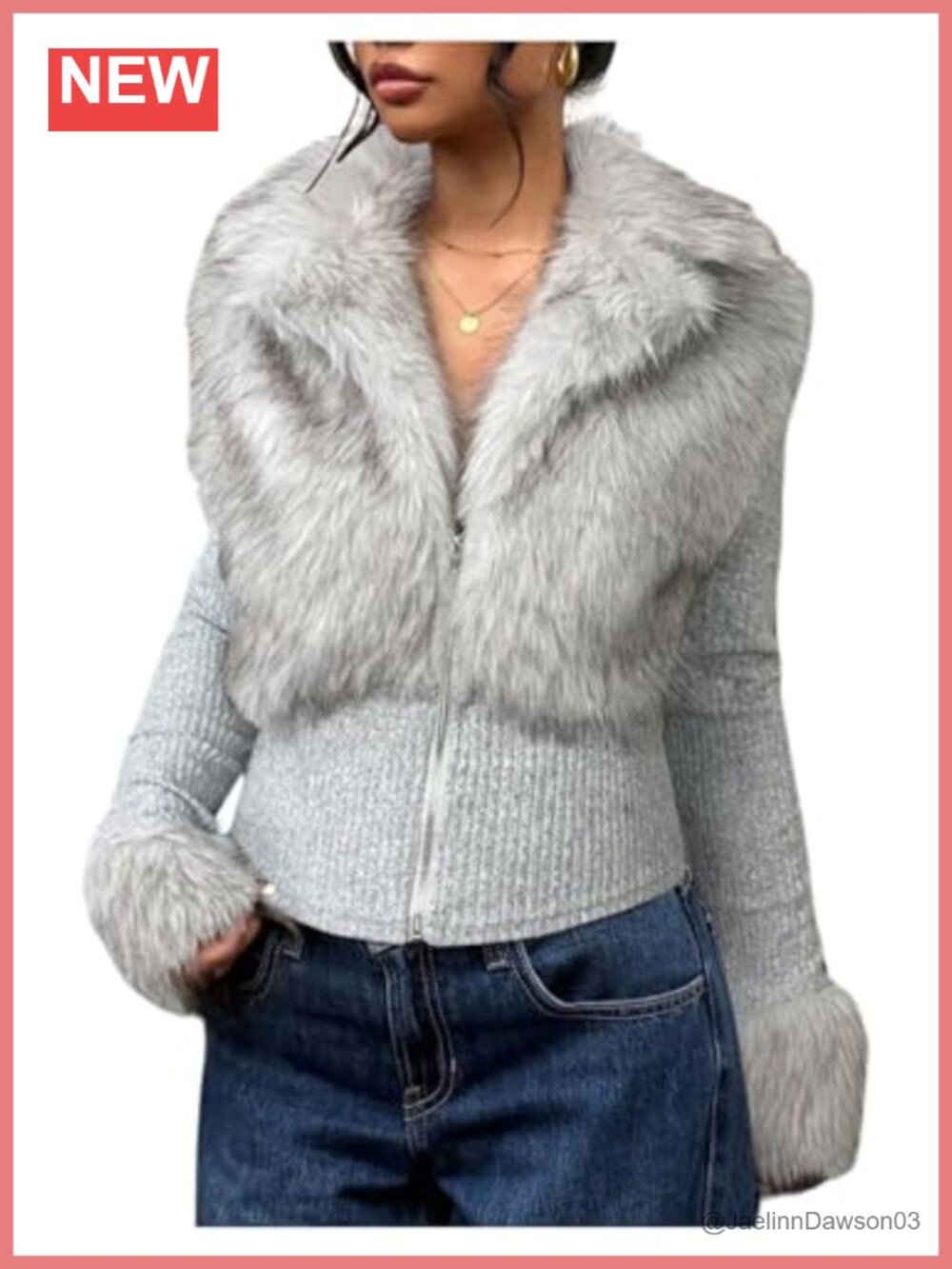 Faux Fur Fuzzy Zip Up Jacket Slim Fit Winter Coat